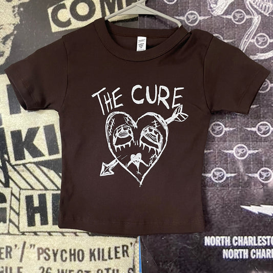 The cure heart brown baby tee