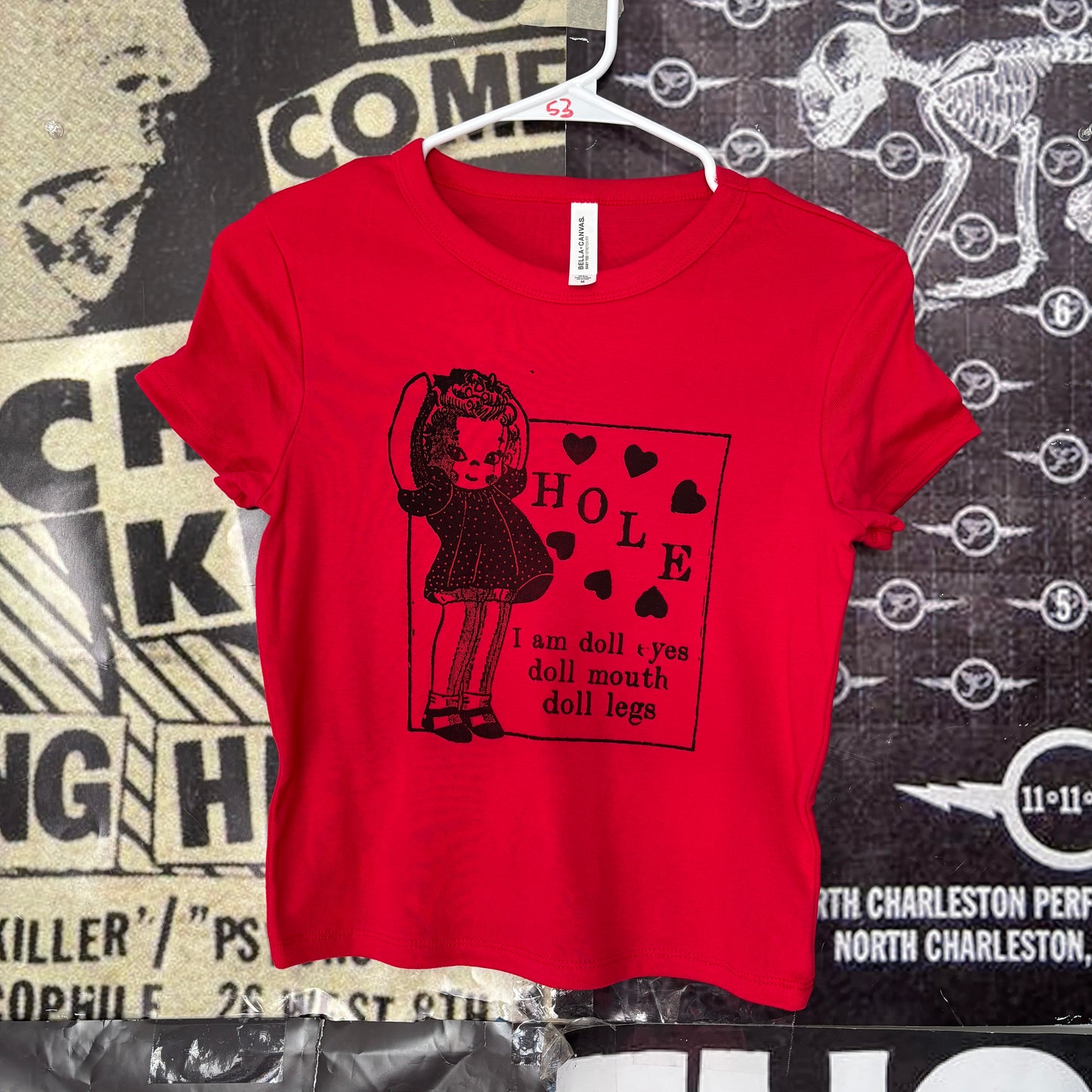 Hole red baby tee