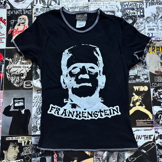 Frankenstein black/white baby tee