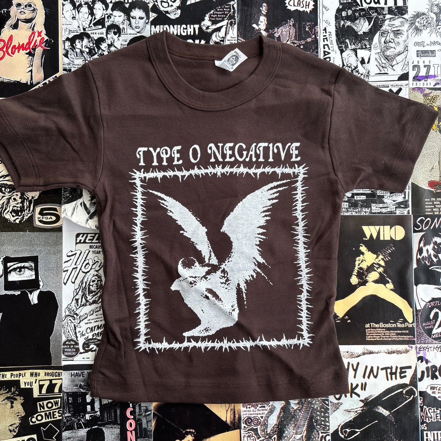 Type o negative brown crop baby tee XS