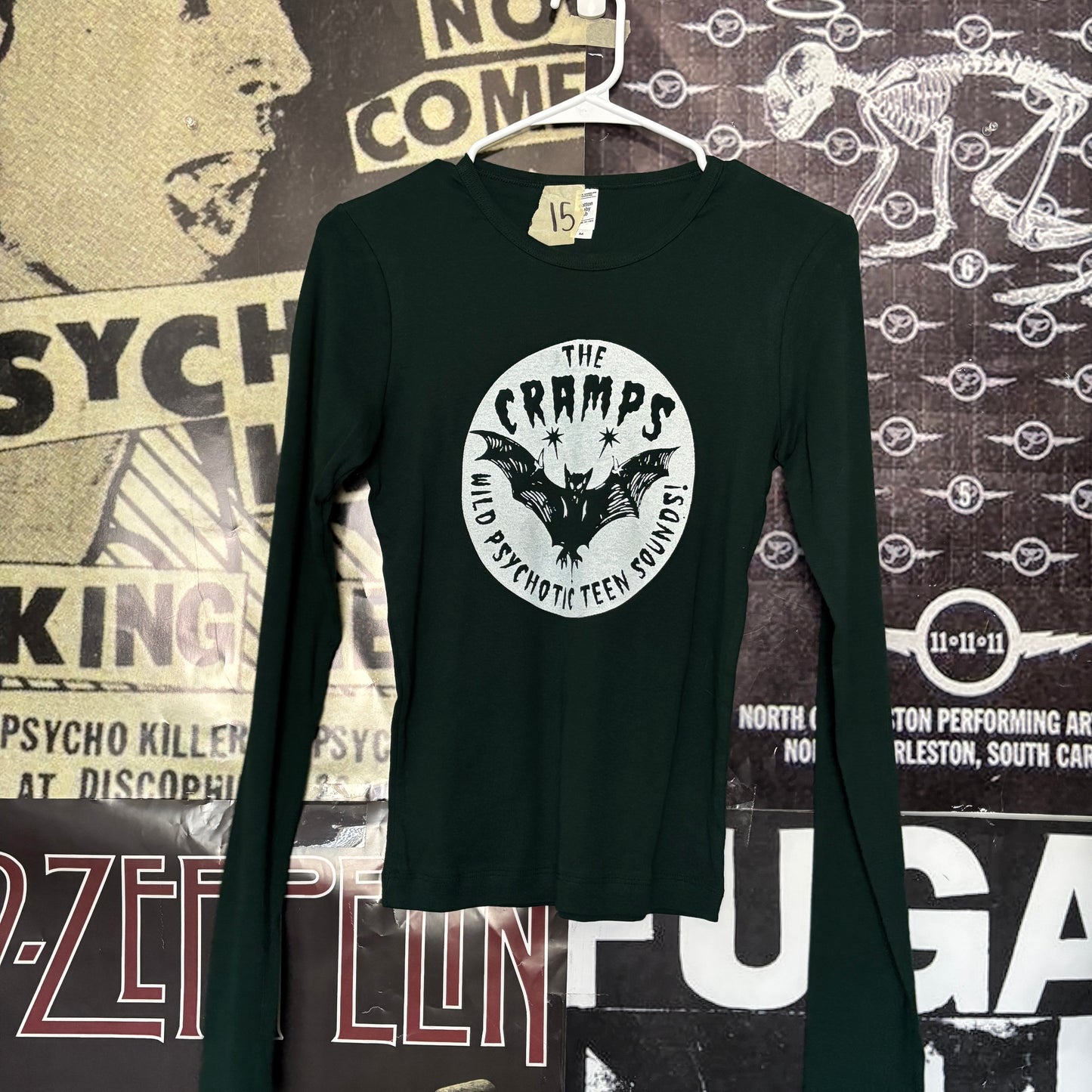 The cramps forest green baby long sleeve SM/MED