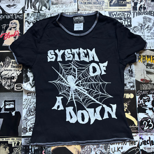 System of a down black/white baby tee