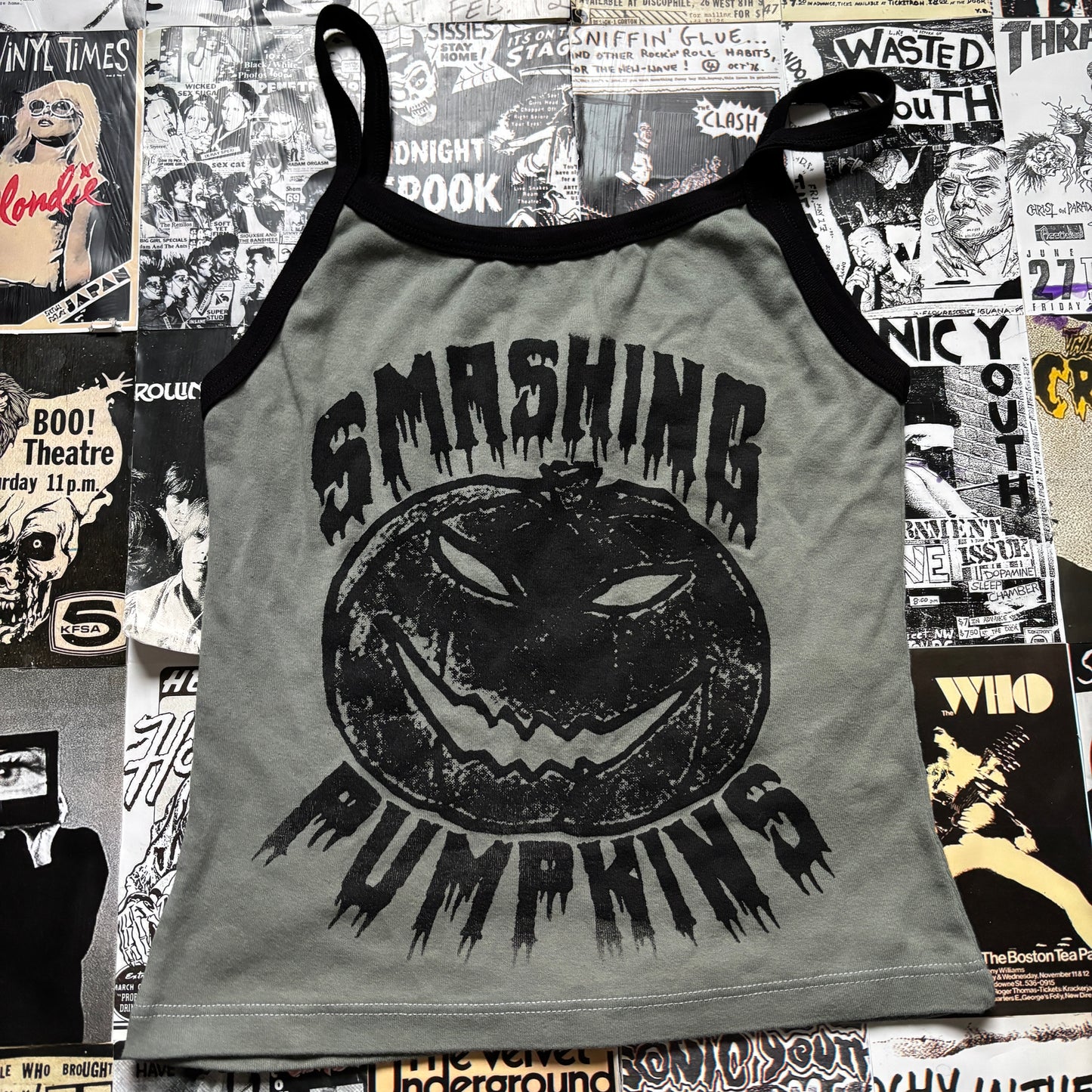 Smashing pumpkins olive/black tank MEDIUM