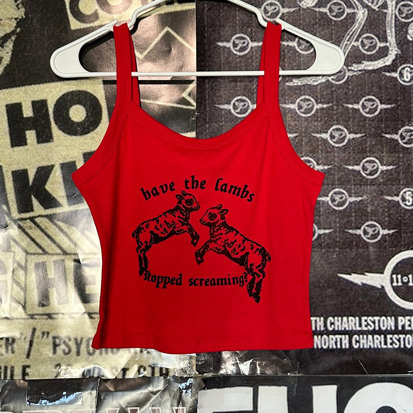 The lambs red crop baby tank