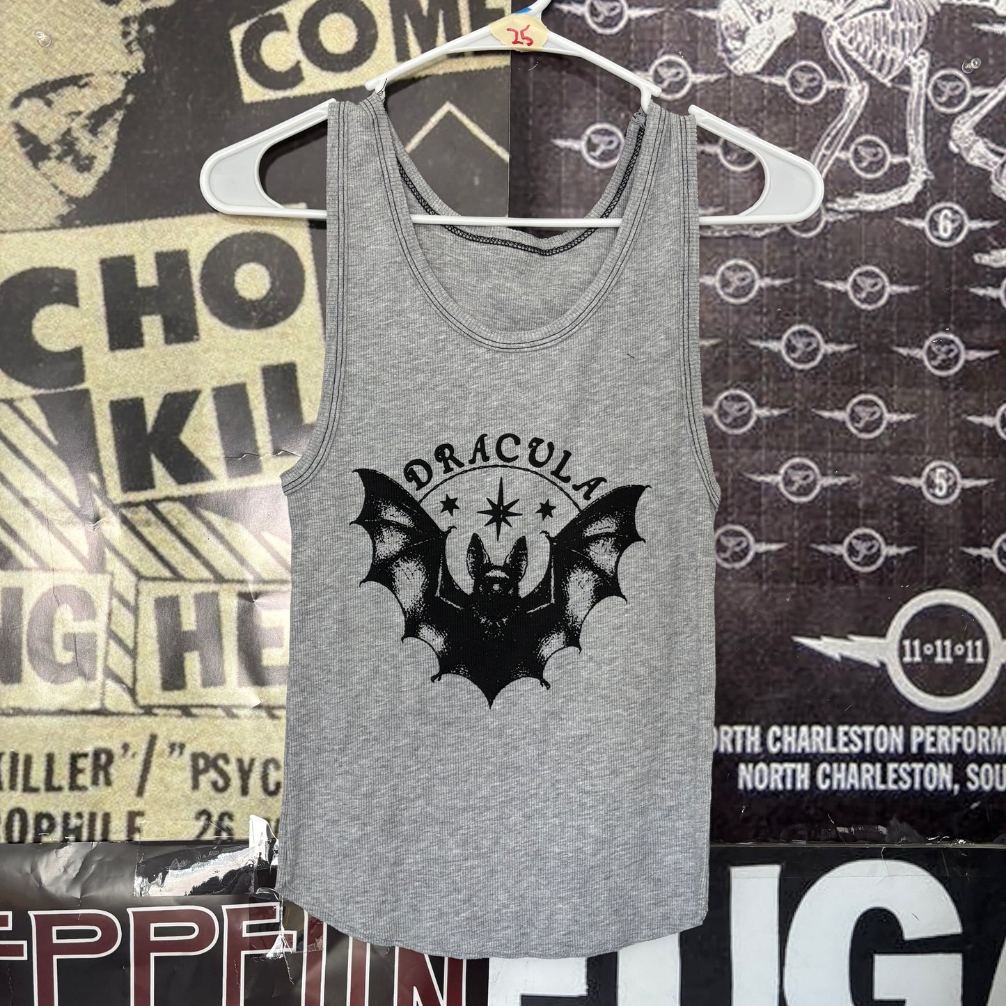 Dracula grey/black ribbed tank SM/MED