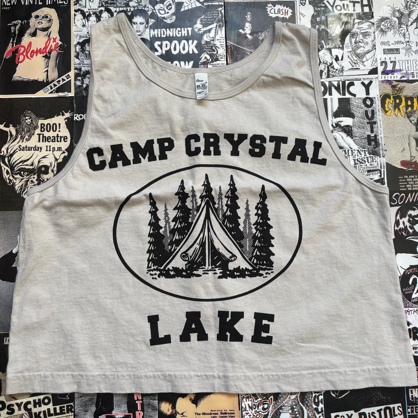 camp crystal cream muscle tank SM/MED