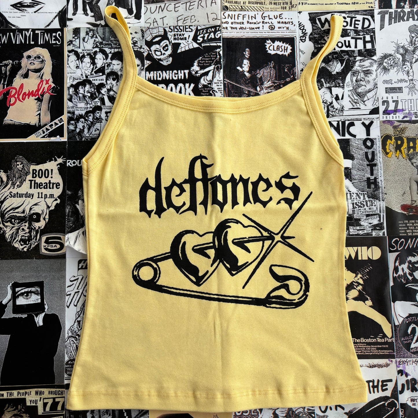 Deftones yellow baby tank SM/MED