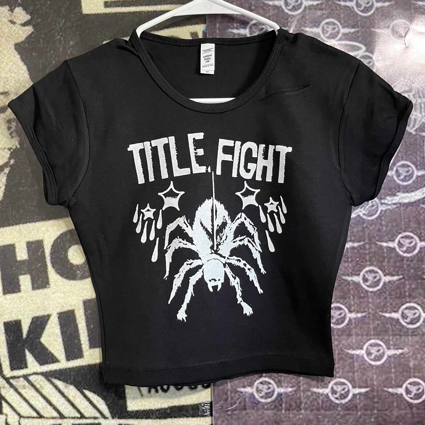 Title fight black crop baby tee