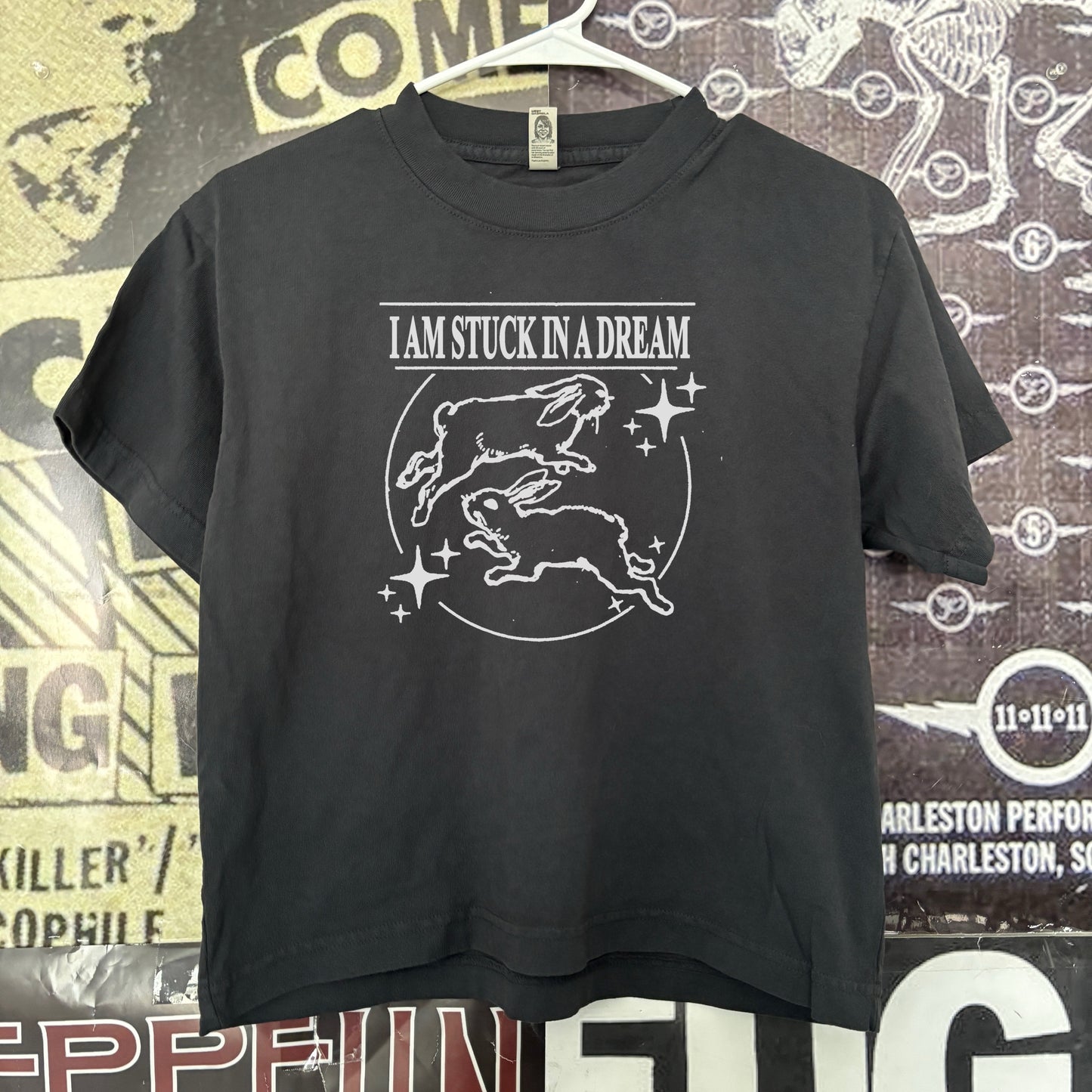 Dreams bunny boxy black tee
