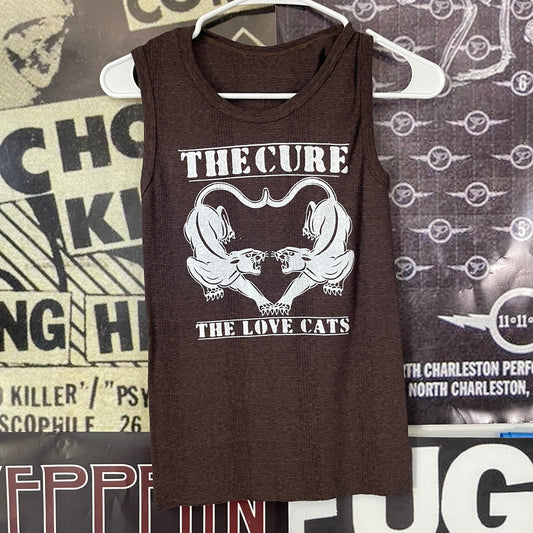 The cure cat brown stripe tank SM/MED