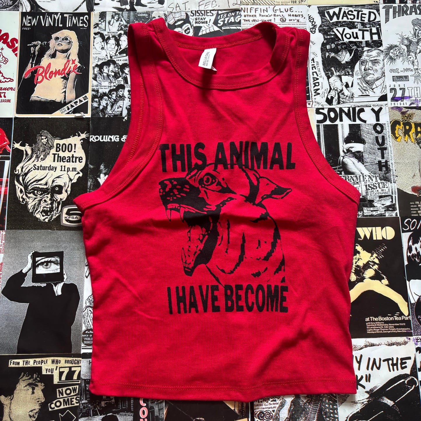 Animal red/black tank top SM/MED