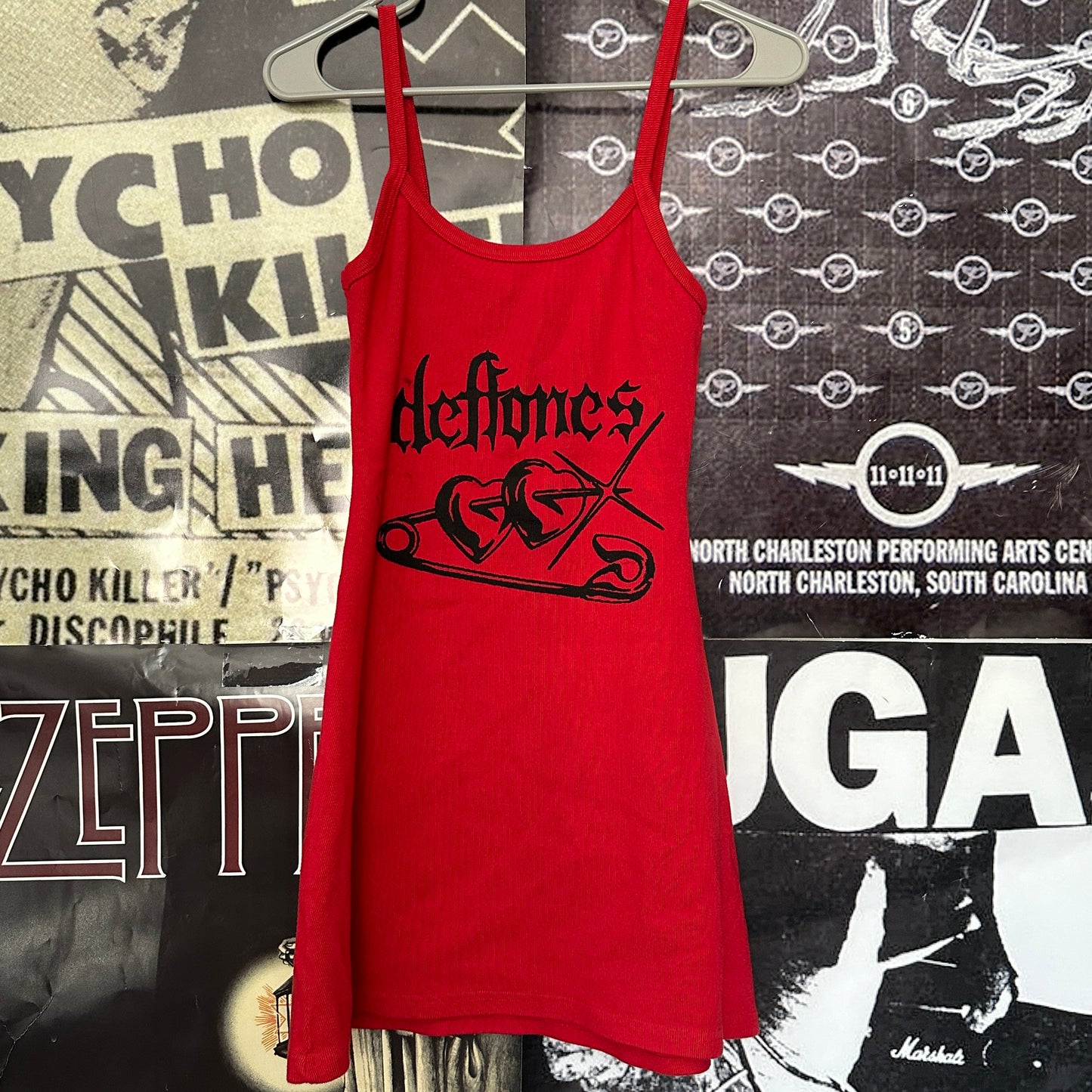 Deftones pin red tank dress