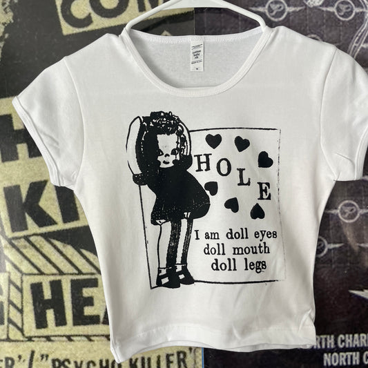 Hole doll parts white baby tee