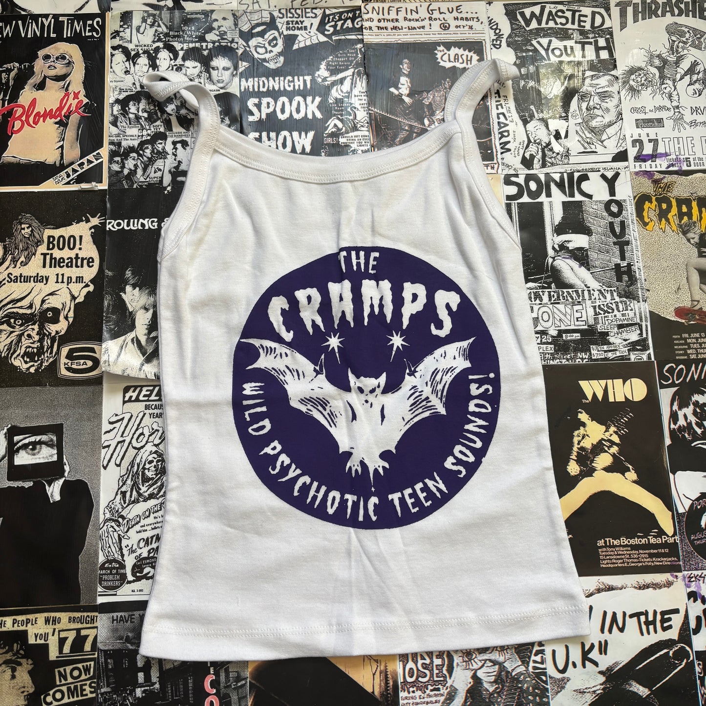 The cramps white/purple tank SM/MED