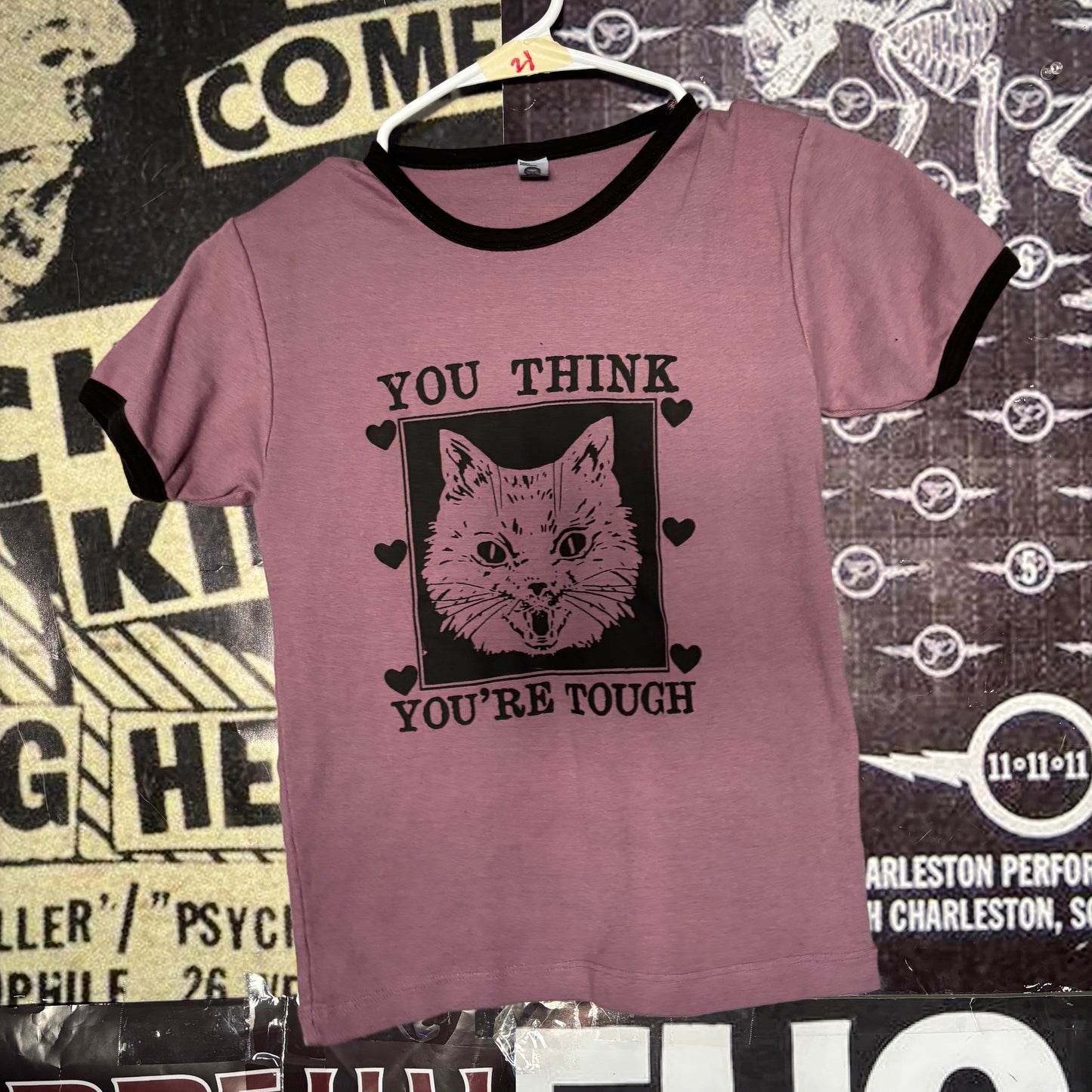 youre tough maroon long ringer baby tee SM/MED (ready)