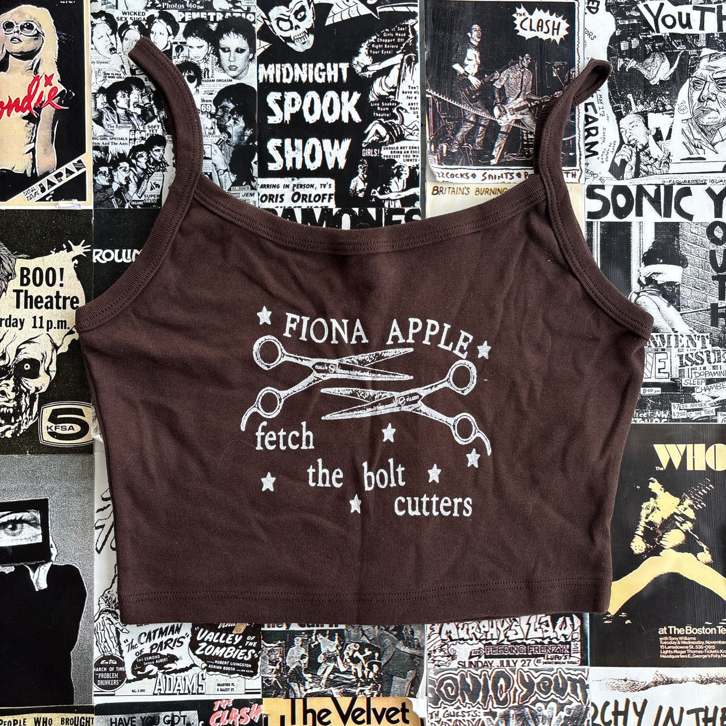 Fiona Apple brown crop tank SM/MED