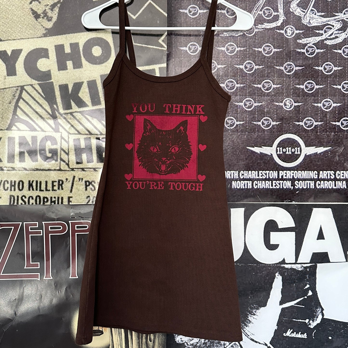 Tough cat brown tank dress