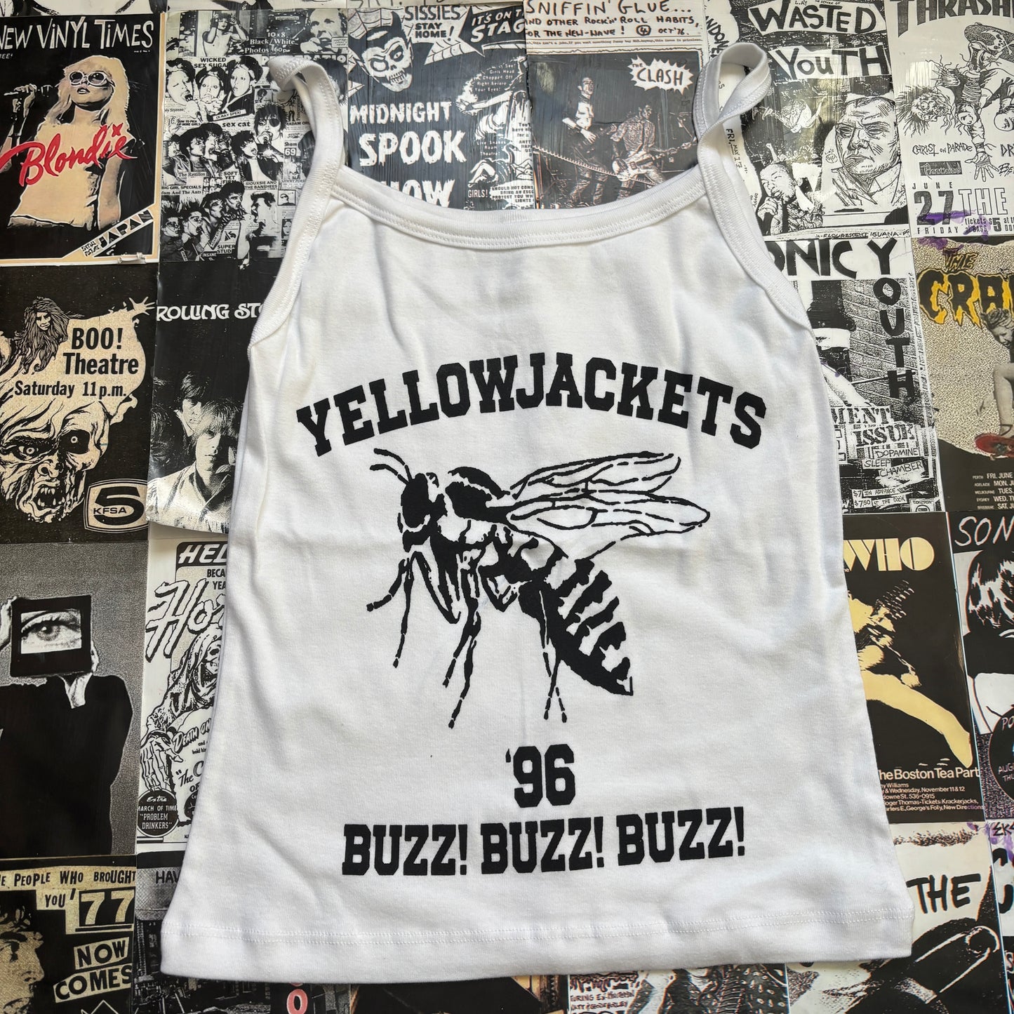 Yellowjackets white tank sm/med