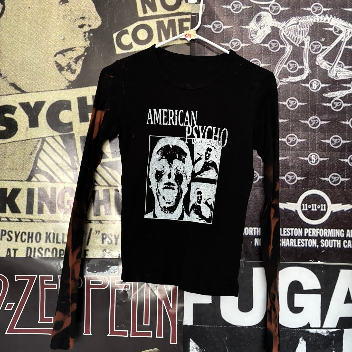 American psycho black bleach long sleeve MED/LAR