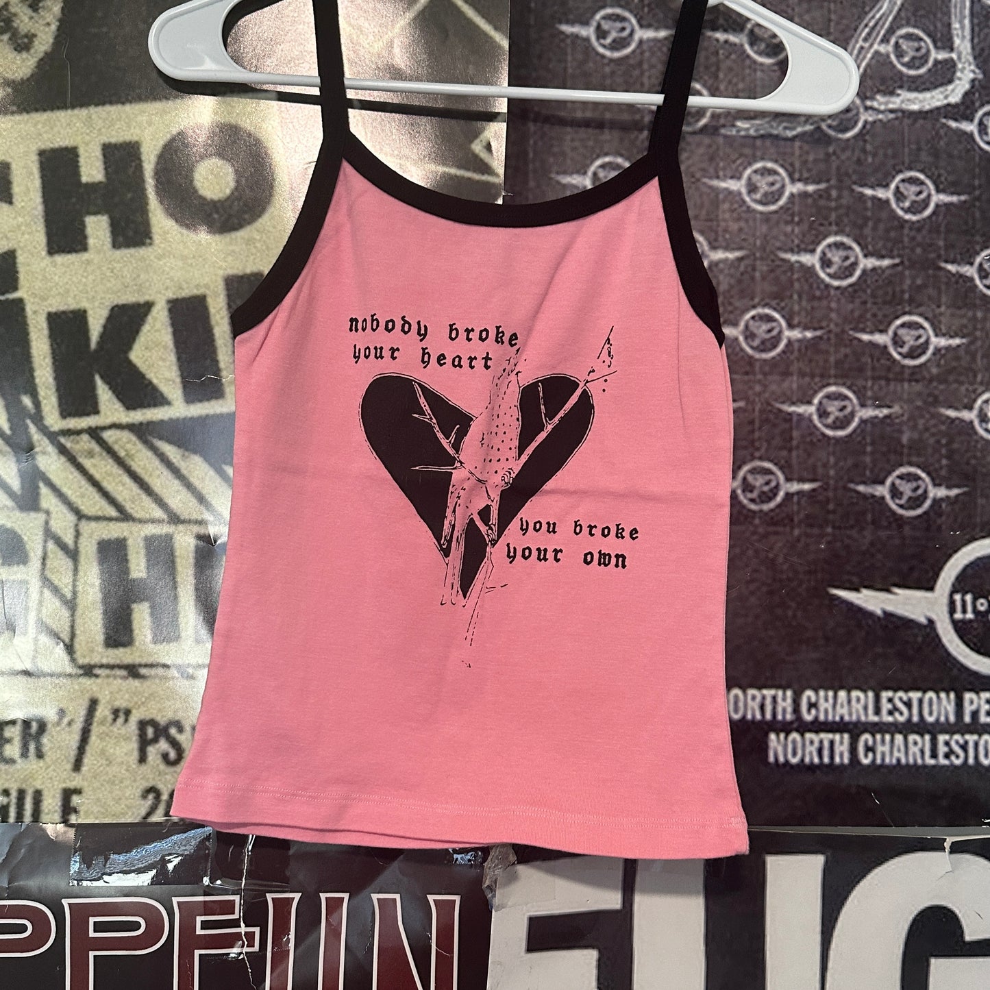 poison arms pink/black ringer tank SM/MED (ready)