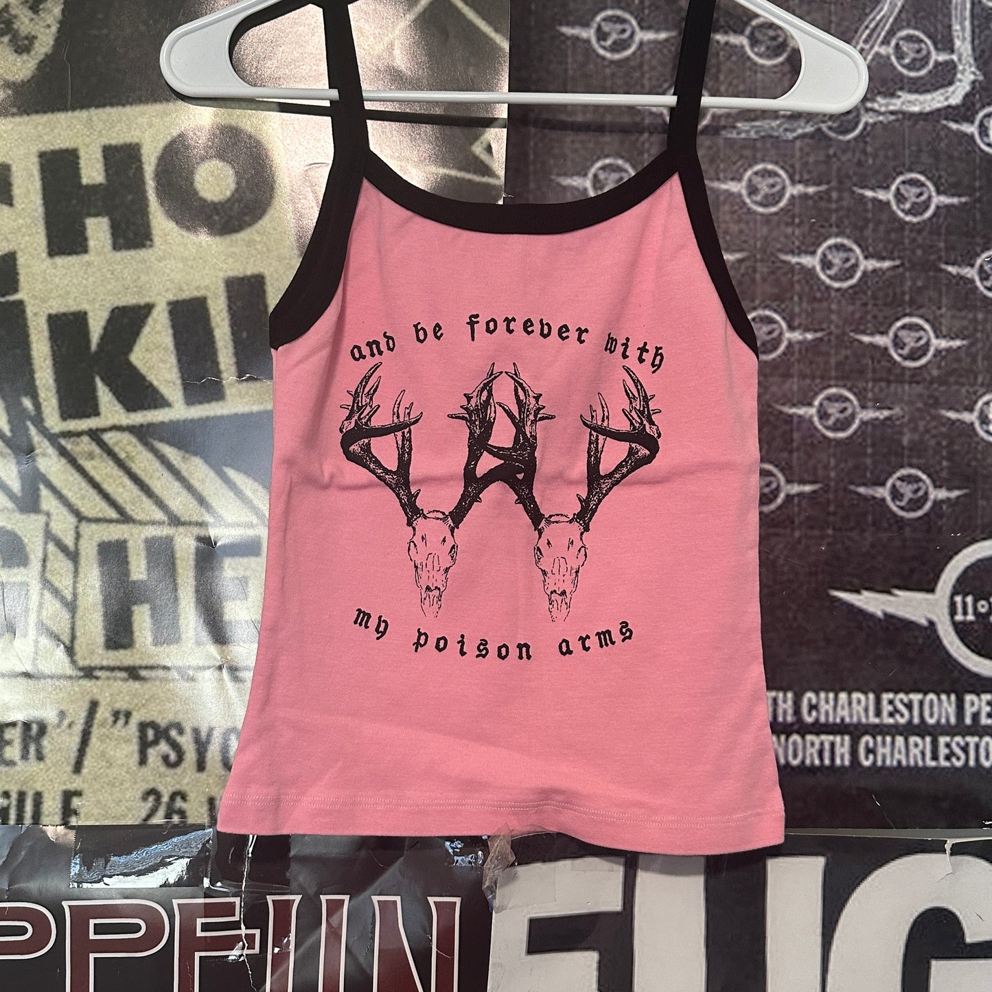 poison arms pink/black ringer tank SM/MED (ready)