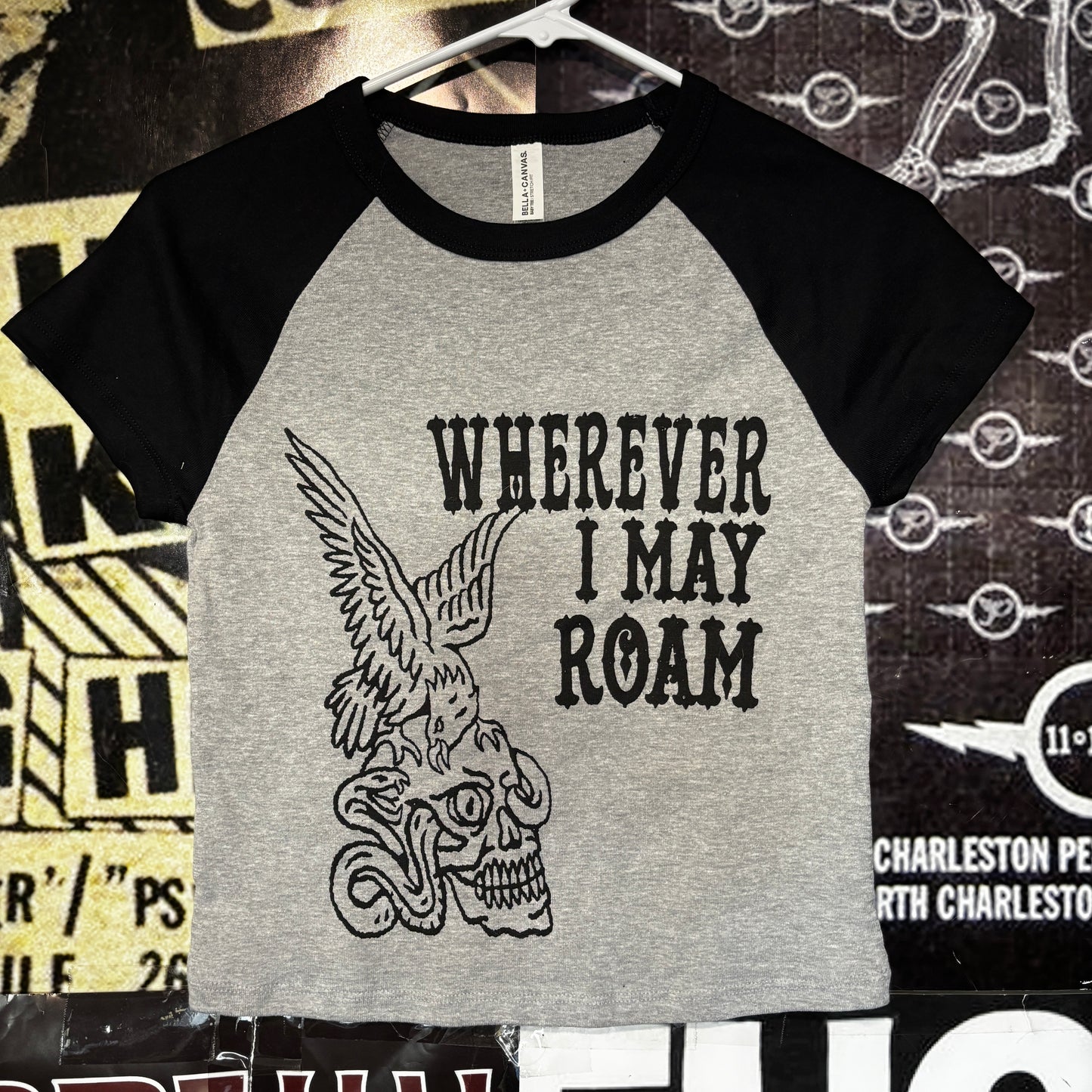 WHEREVER ROAM BLACK/GREY RAGLAN