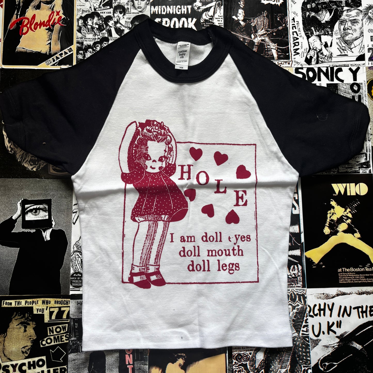 DOLL PARTS PINK RAGLAN XS