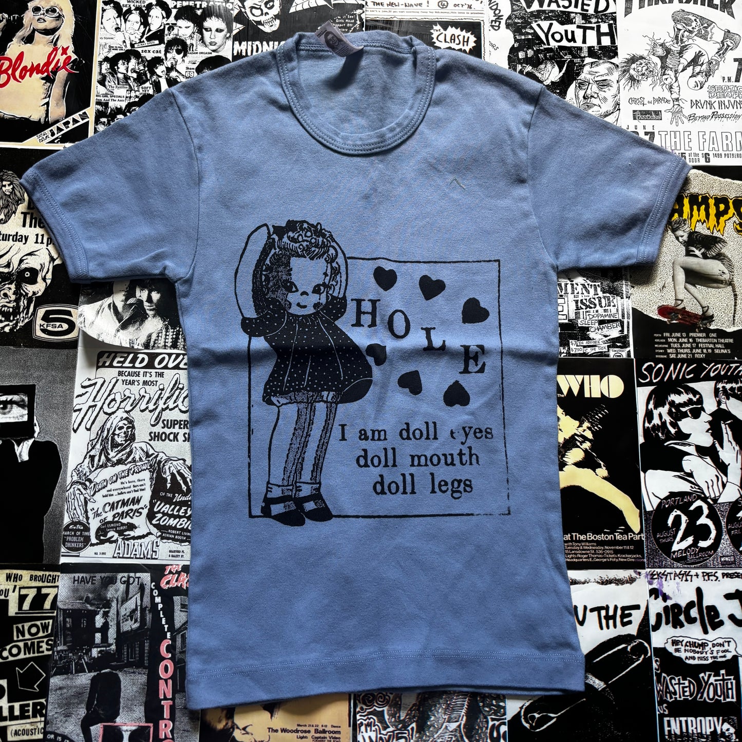 HOLE BLUE LONG BABY TEE XSMALL