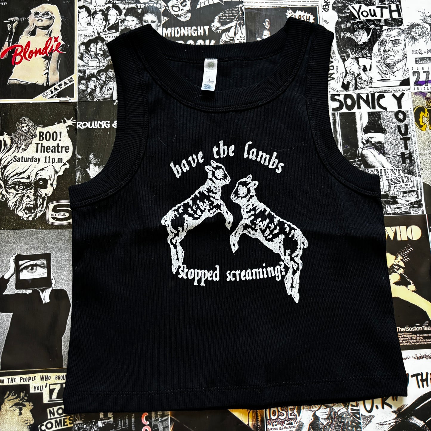 SILENCE BLACK RIBBED CROP TANK MEDIUM