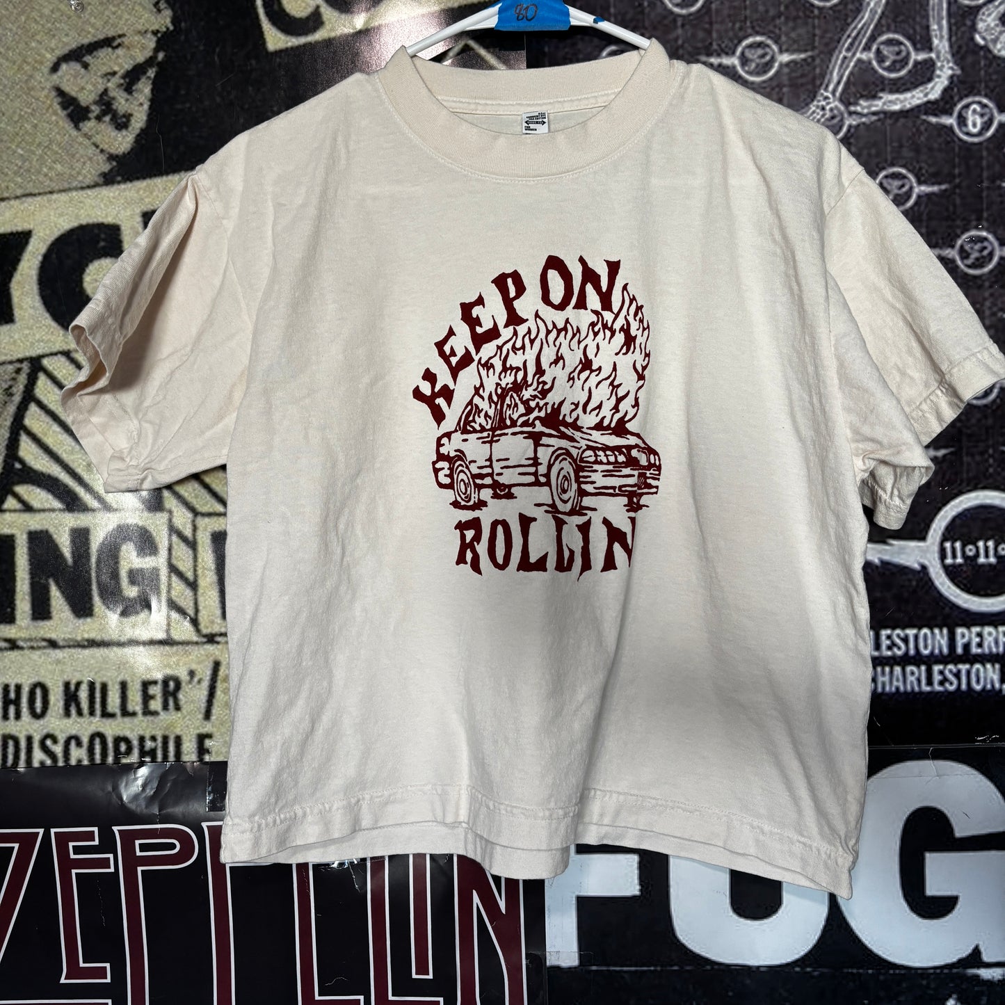 ROLLIN cream/rust boxy tee