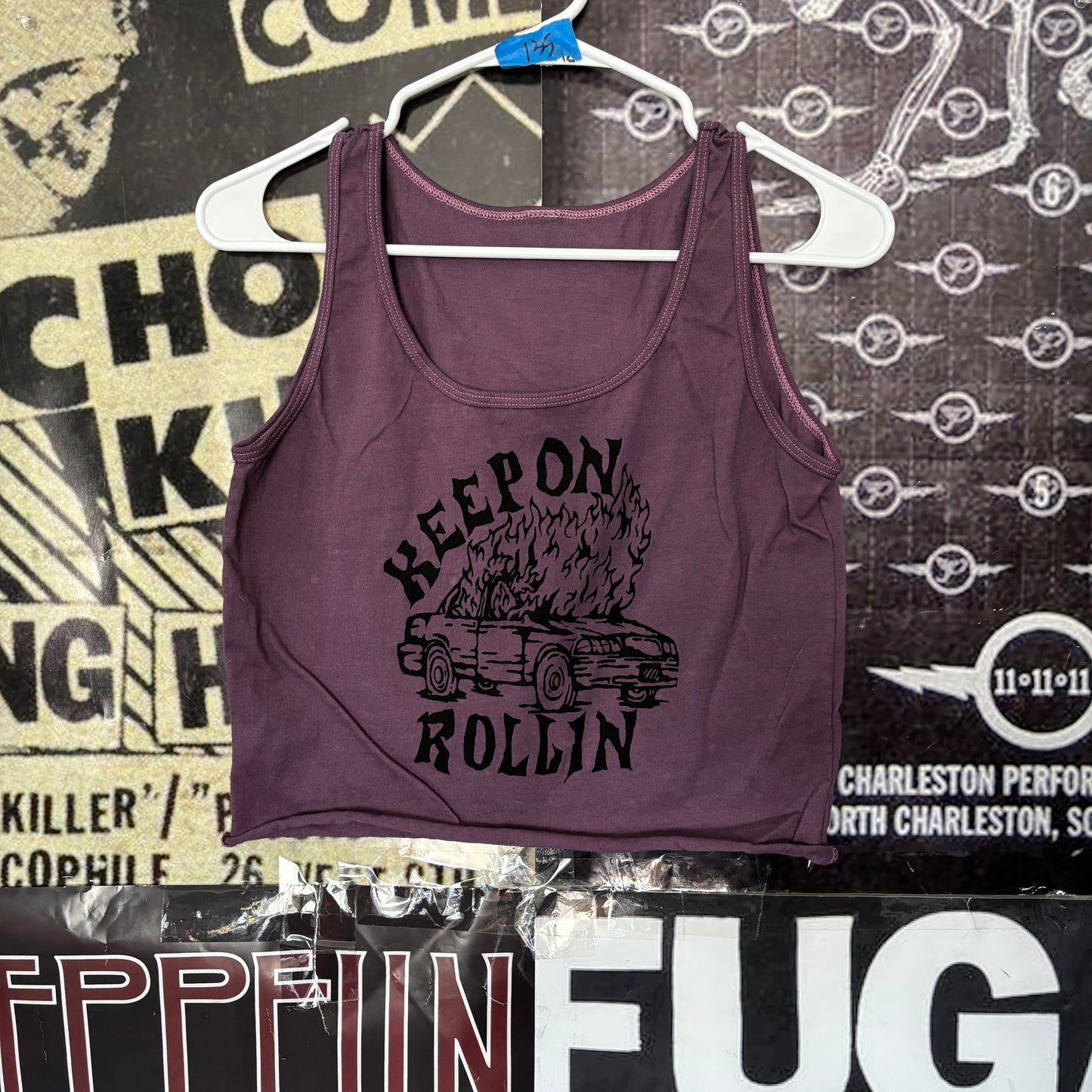 ROLLIN purple crop tank top SM/MED