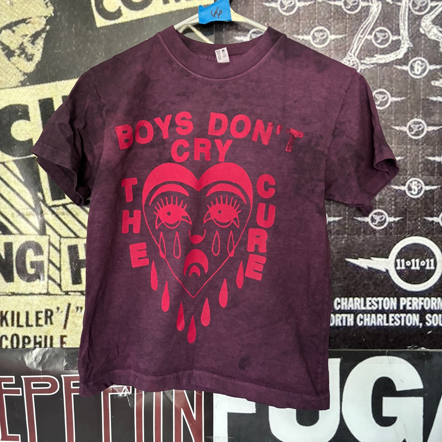 BOYS CRY maroon/red acid wash slim tee XS/SM