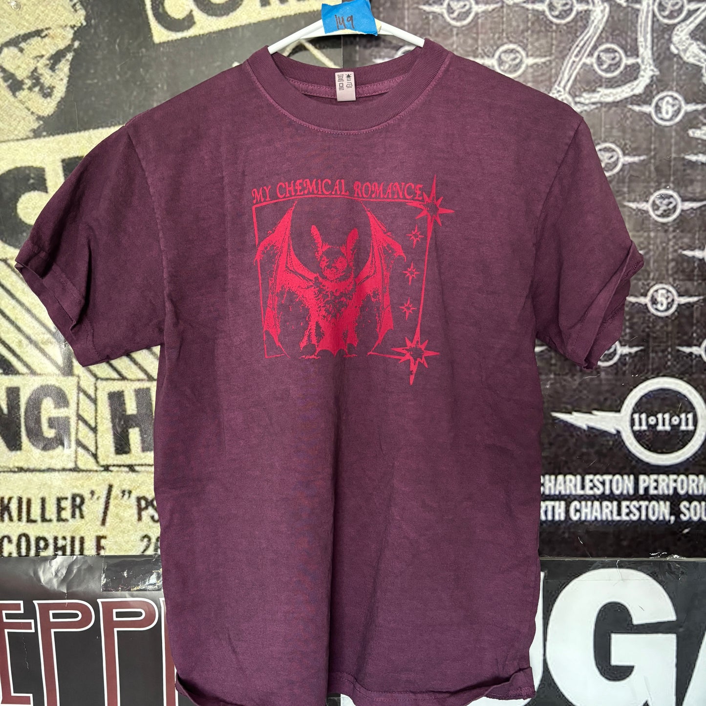 CHEMICAL maroon/red acid wash slim tee MED