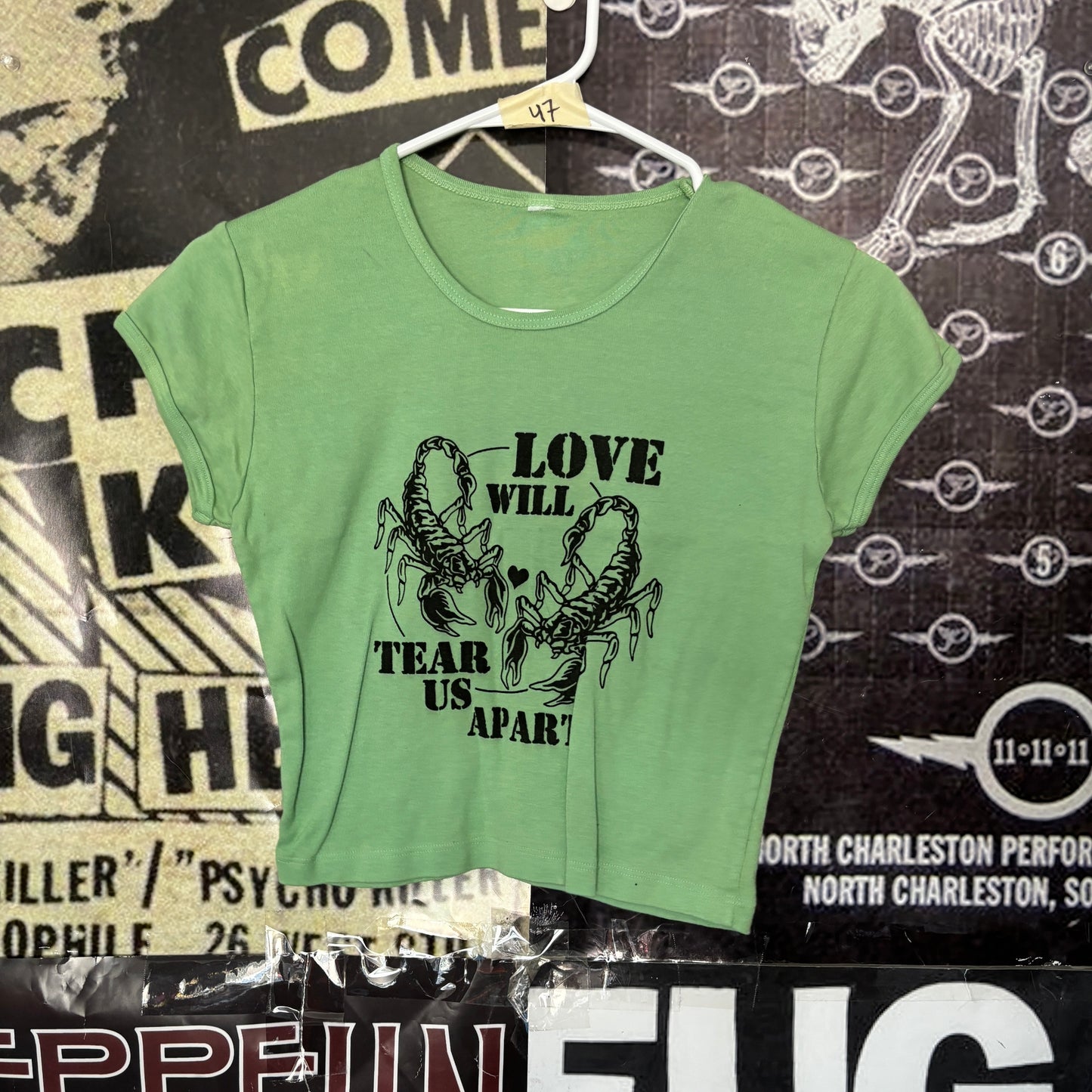 JOY DIVISION green crop baby tee SM/MED