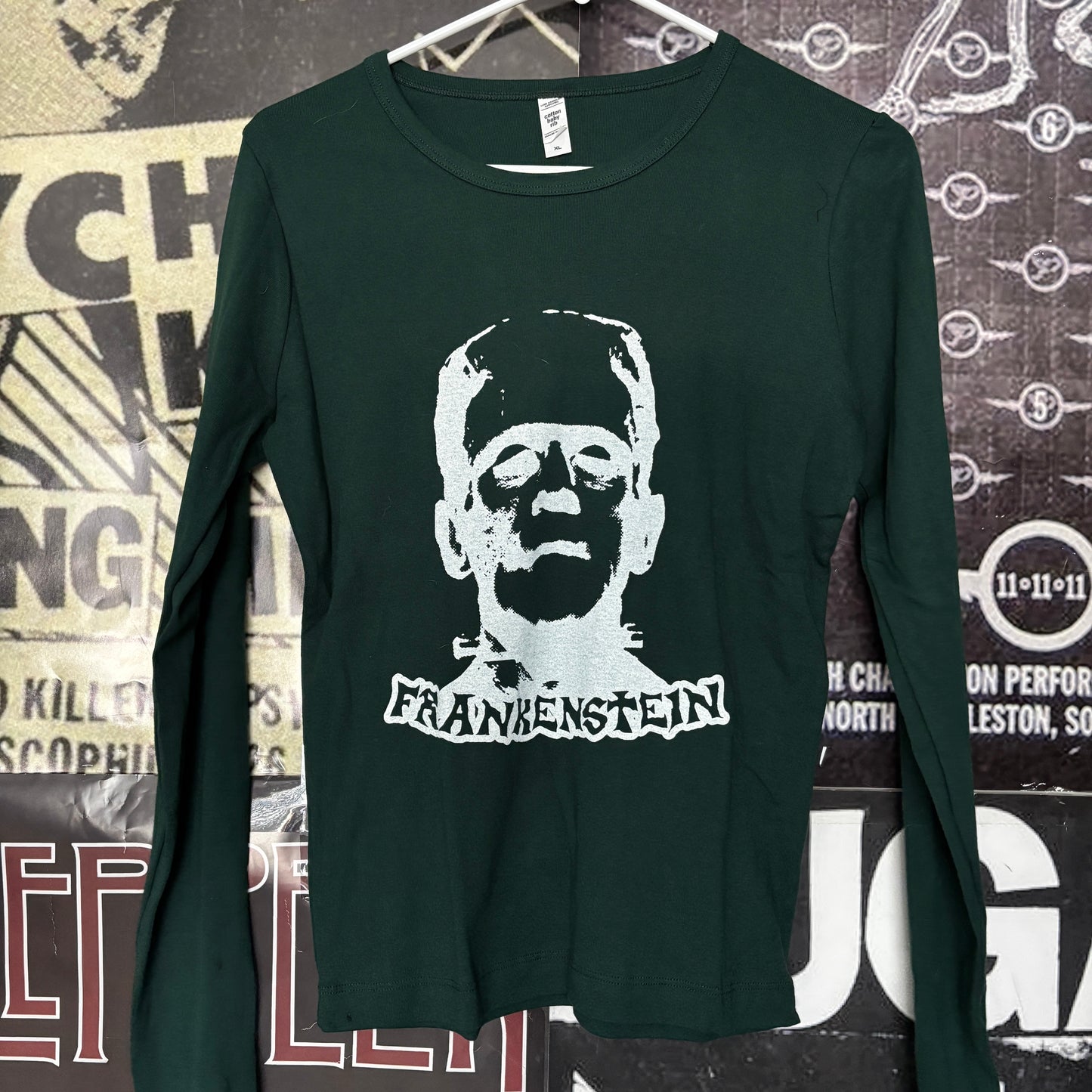 FRANKENSTEIN forest green baby long sleeve XLARGE