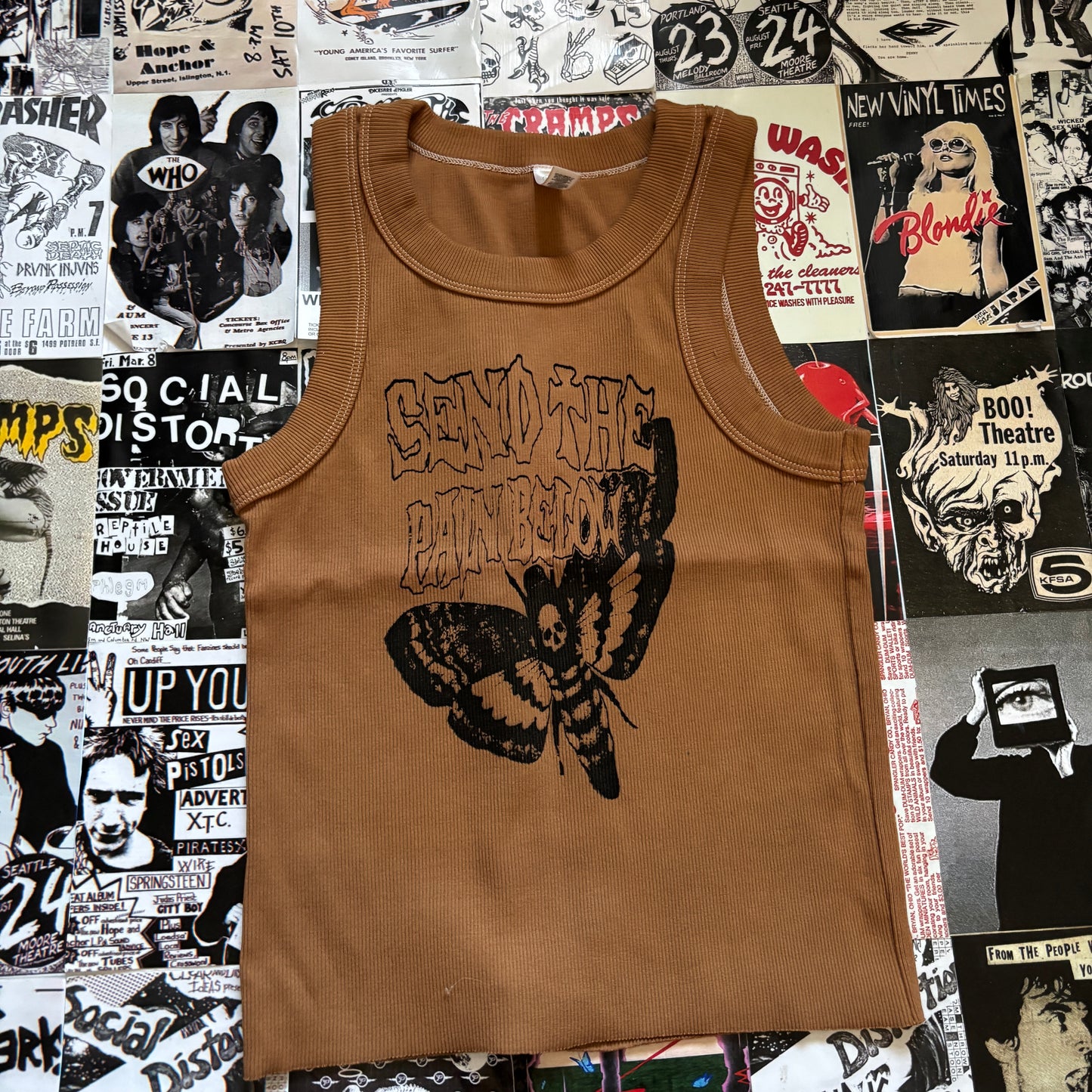 PAIN BELOW light brown ribbed tank XS/SM