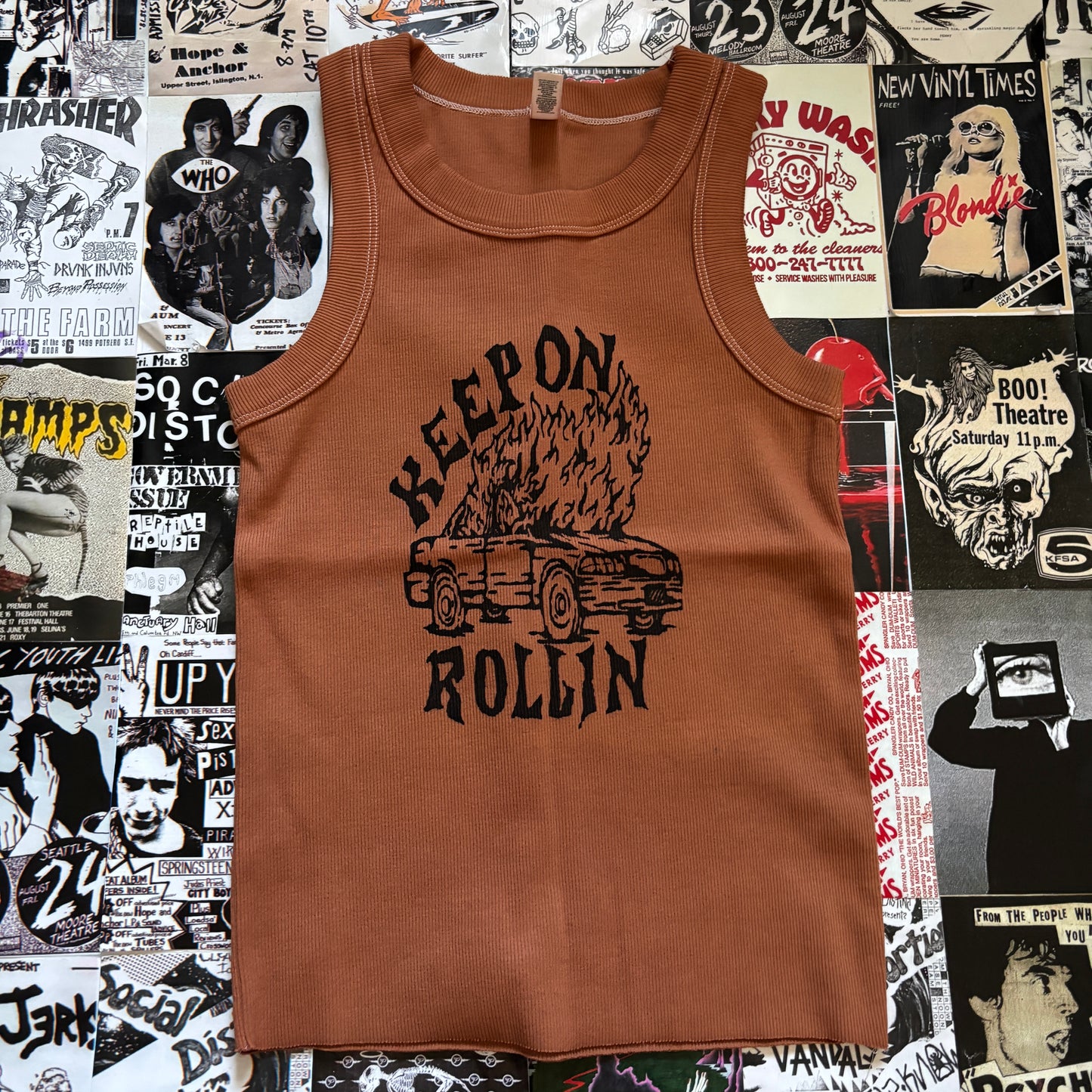 ROLLIN rust ribbed tank top XS/SM