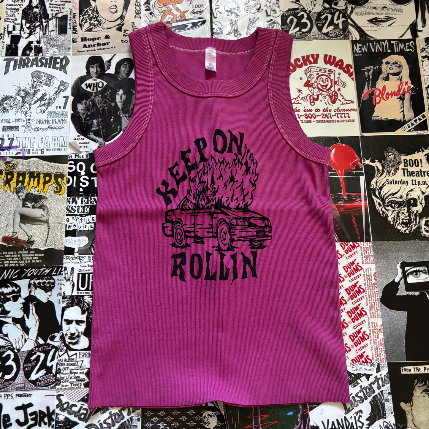 ROLLIN pink ribbed tank XS/SM