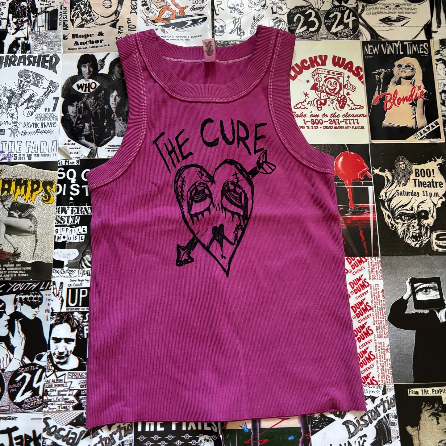 CURE HEART pink ribbed tank XS/SM