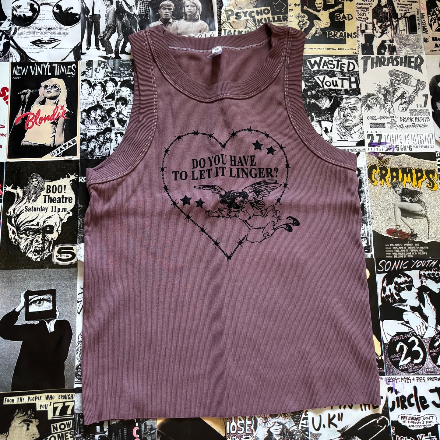LINGER brown ribbed tank LAR/XL