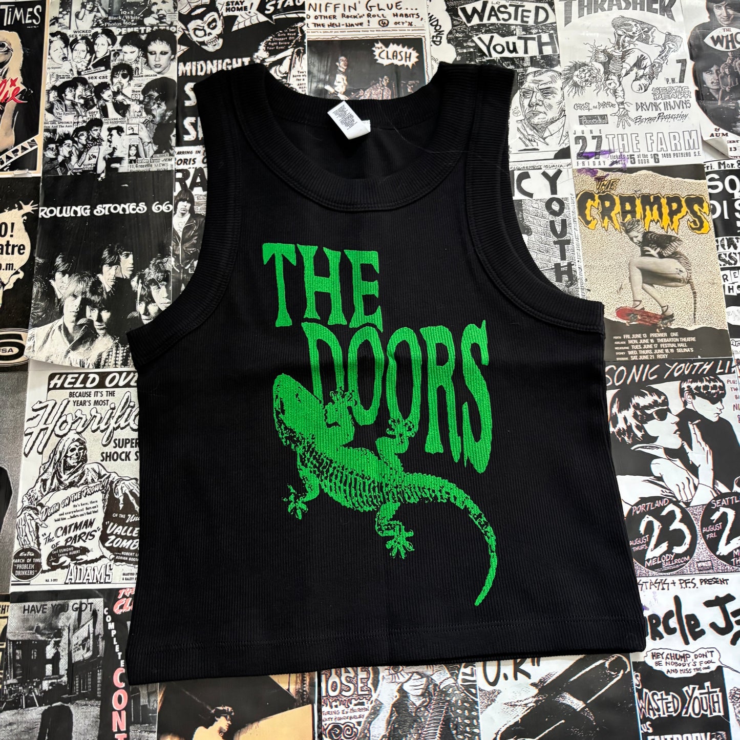 DOORS black/green ribbed tank top XS/SM