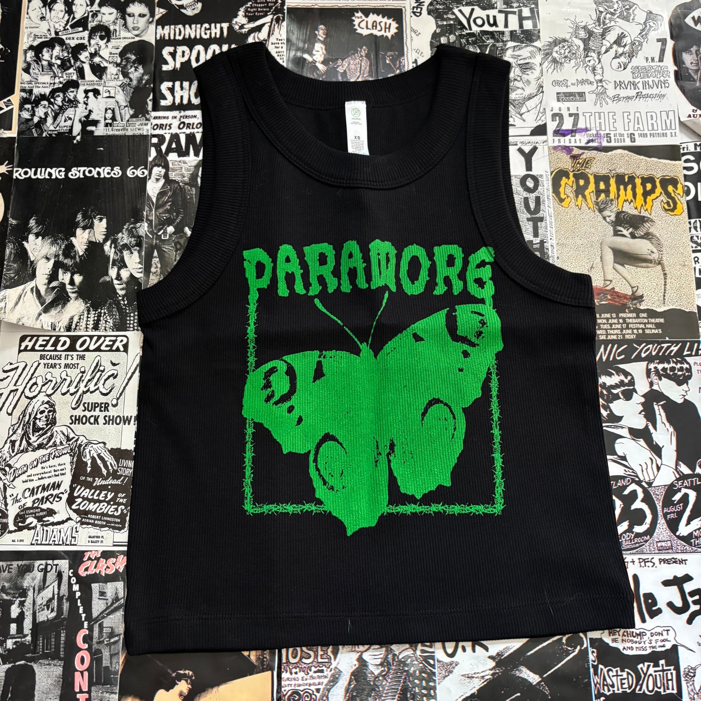 PARAMORE black/green ribbed tank top XS/SM