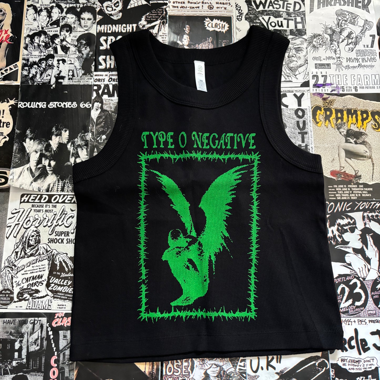 TYPE black/green ribbed tank top XS/SM