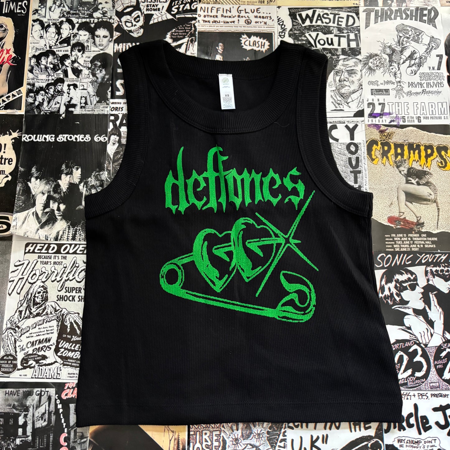 DEF PIN black/green ribbed tank top XS/SM