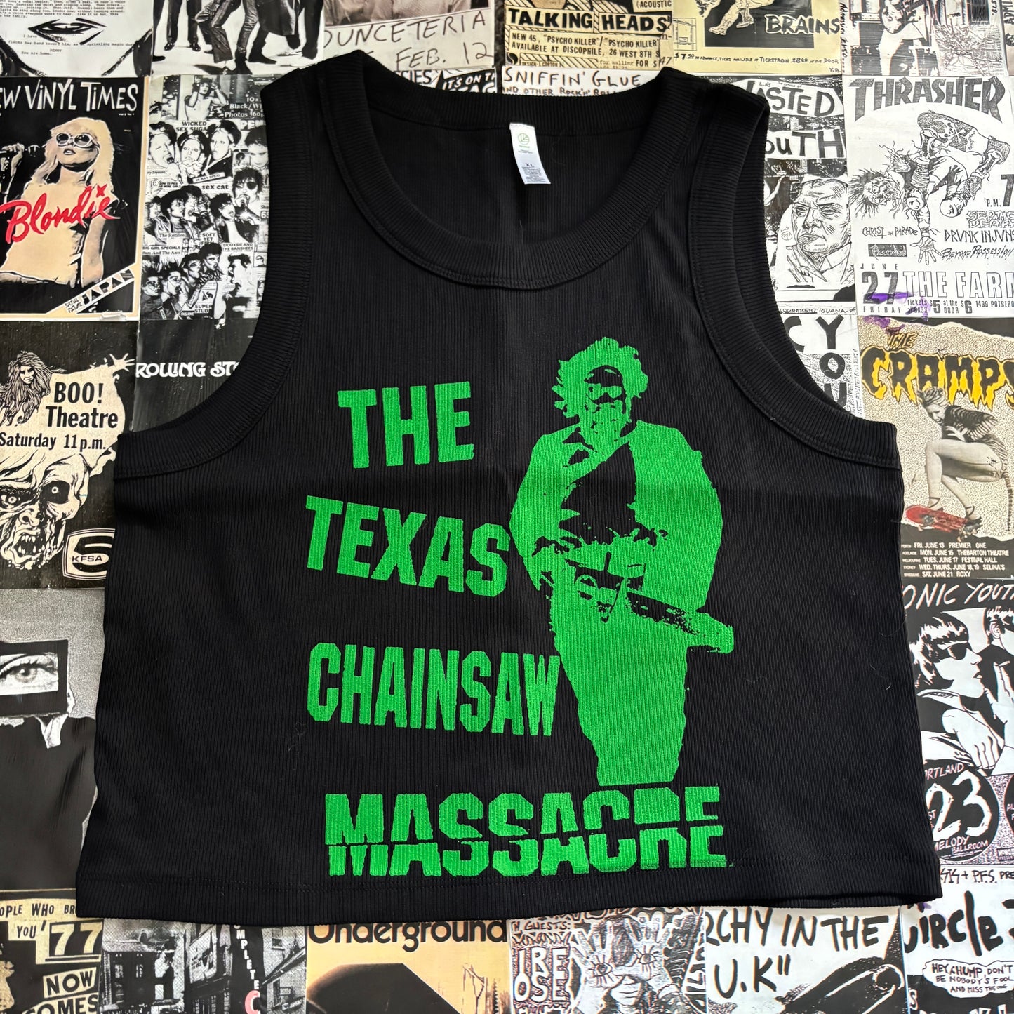 TEXAS black/green ribbed tank top LAR/XL