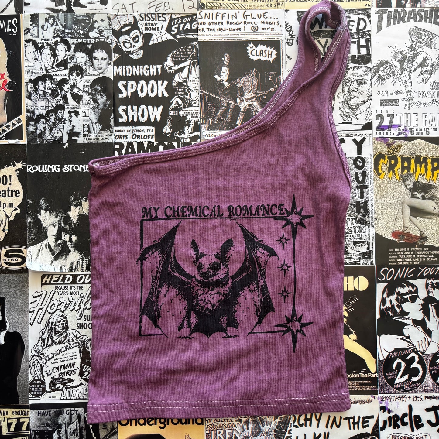 purple one shoulder tank top (ready) SM/MED