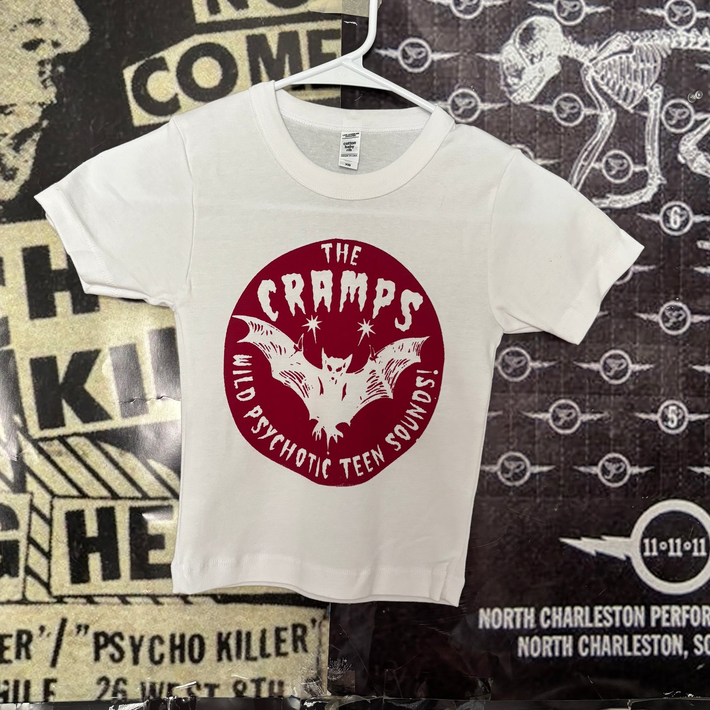 the cramps white/red crop baby tee XSMALL