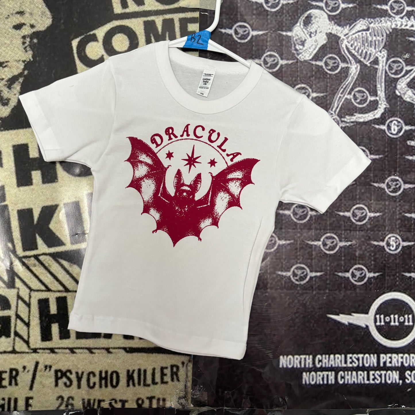 dracula white/red crop baby tee XSMALL