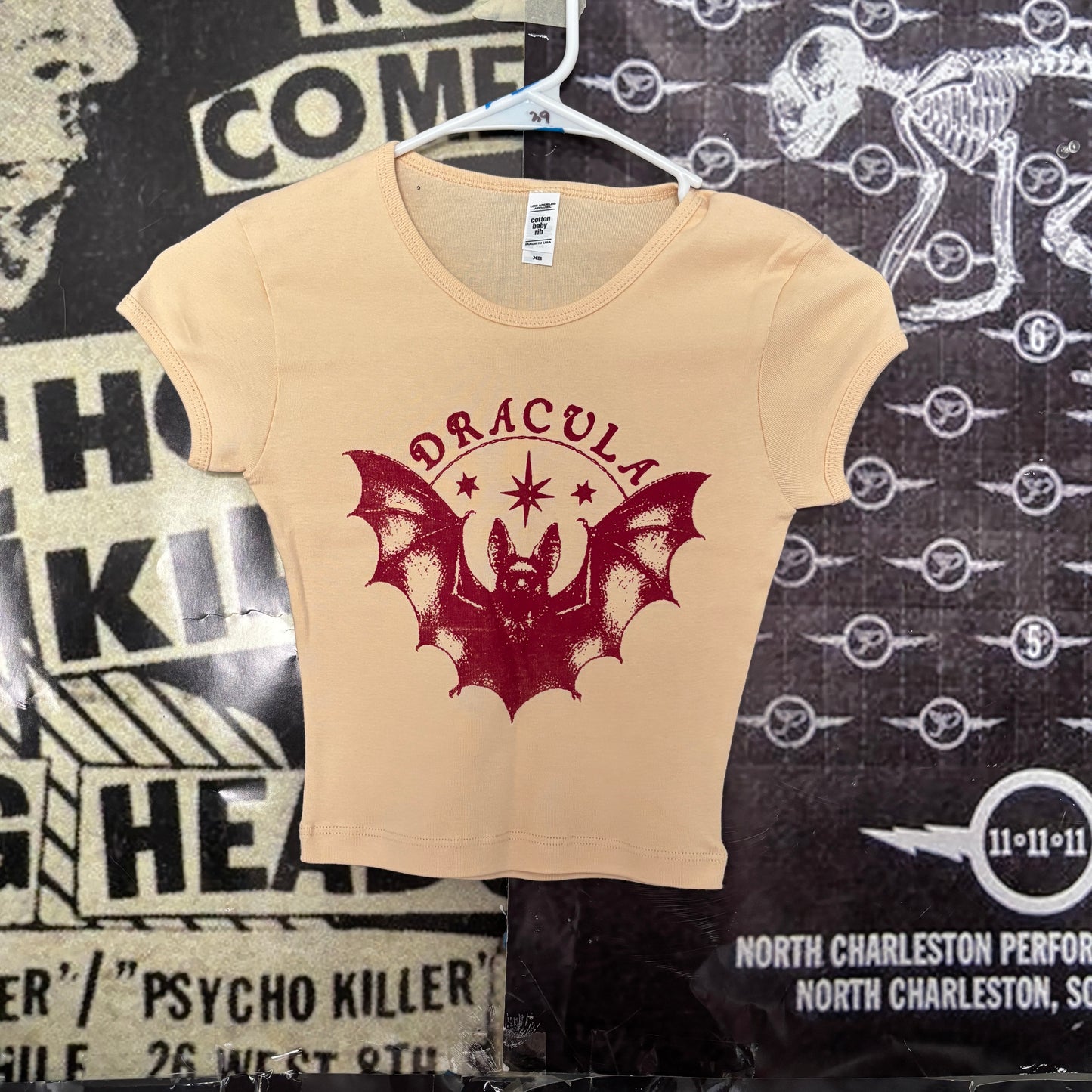 DRACULA cream/red crop baby tee XSMALL