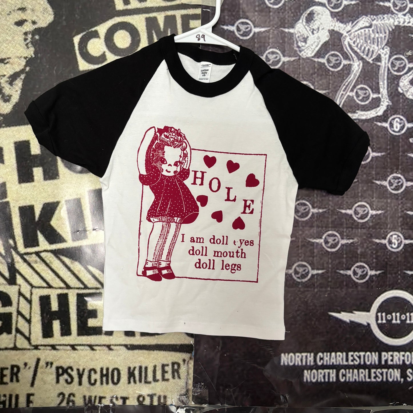 doll parts black/red raglan baby tee XSMALL